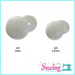 BUTTON - BAG BUCKLE-CIRCLE-PLASTIC-2.5MM & 3MM (WHITE)